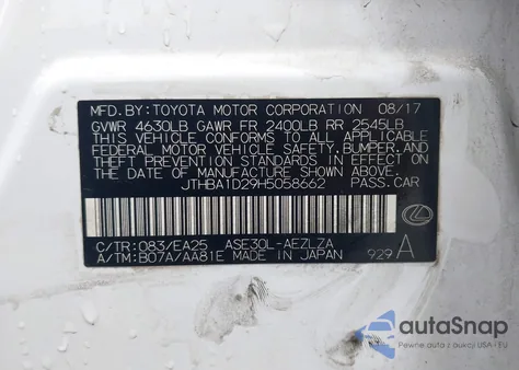 2017 Lexus Is 200T from USA, damaged, VIN JTHBA1D29H5058662